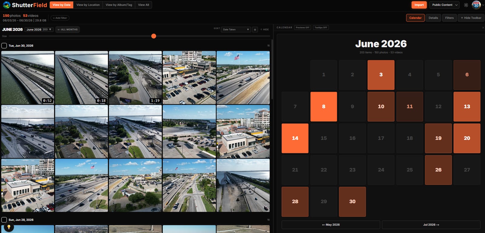 Shutterfield: View by date